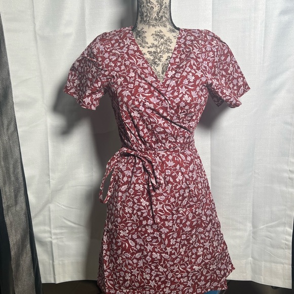 Madewell flutter sleeve wrap mini dress in batik vines print - Picture 2 of 8